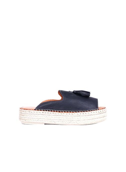 Bueno Shoes Siyah Deri Kadın Dolgu Topuklu Espadril Terlik 01wq3511 - Görsel 2
