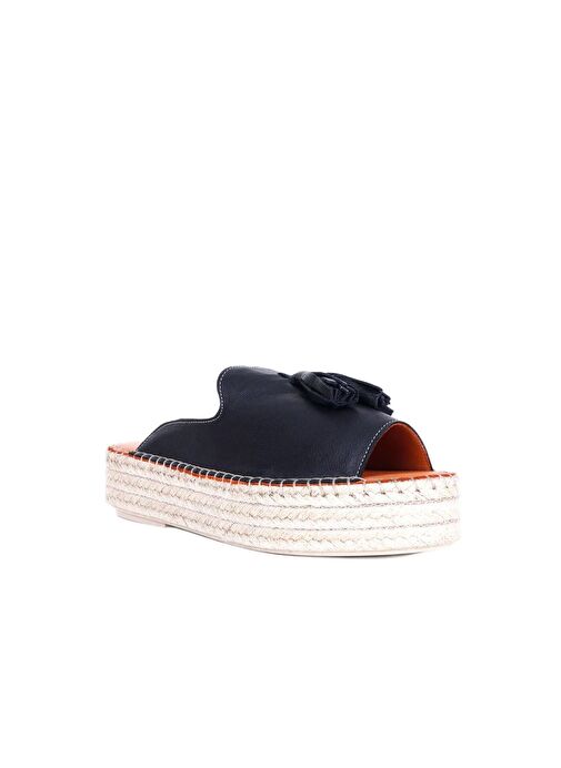 Bueno Shoes Siyah Deri Kadın Dolgu Topuklu Espadril Terlik 01wq3511 - Görsel 3