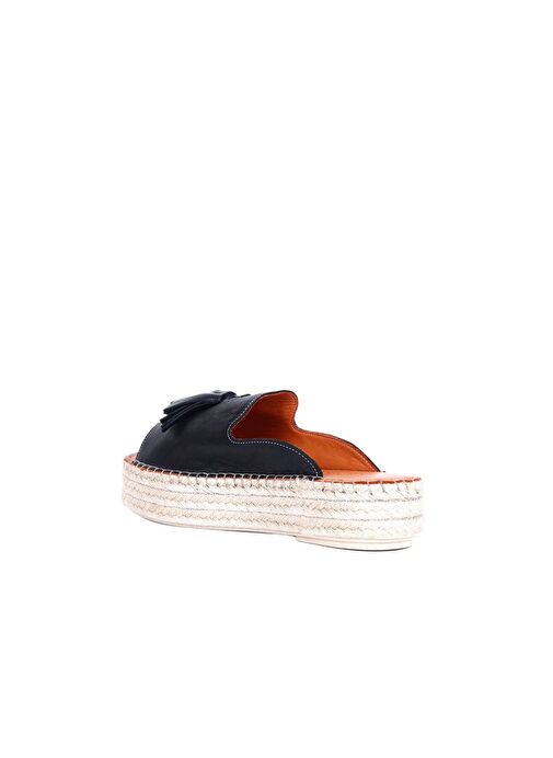 Bueno Shoes Siyah Deri Kadın Dolgu Topuklu Espadril Terlik 01wq3511 - Görsel 5