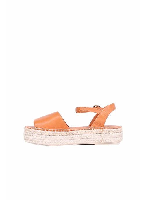 Bueno Shoes Taba Deri Kadın Dolgu Topuklu Espadril Sandalet 01wq3515 - Görsel 4