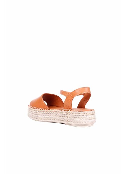 Bueno Shoes Taba Deri Kadın Dolgu Topuklu Espadril Sandalet 01wq3515 - Görsel 5