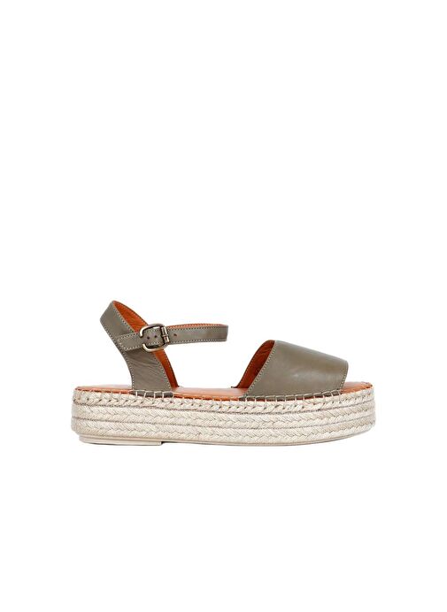 Bueno Shoes Yeşil Deri Kadın Dolgu Topuklu Espadril Sandalet 01wq3515 - Görsel 2