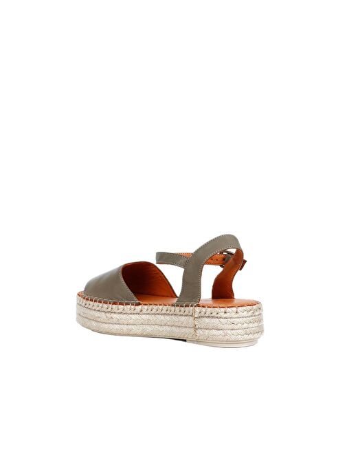 Bueno Shoes Yeşil Deri Kadın Dolgu Topuklu Espadril Sandalet 01wq3515 - Görsel 5