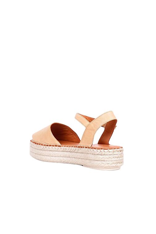 Bueno Shoes Bej Deri Kadın Dolgu Topuklu Espadril Sandalet 01wq3515 - Görsel 5