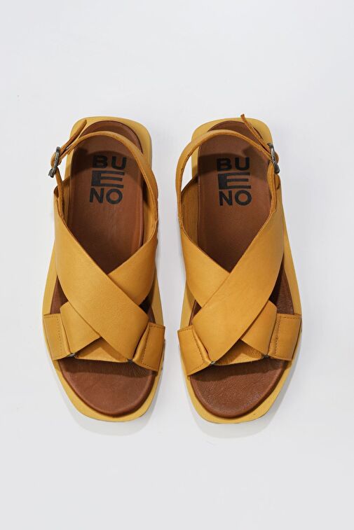 Bueno Shoes Sarı Deri Kadın Sandalet 01ws2801 - Görsel 4