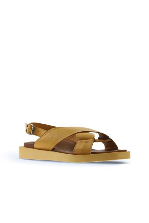 Bueno Shoes Sarı Deri Kadın Sandalet 01ws2801 - Görsel 5