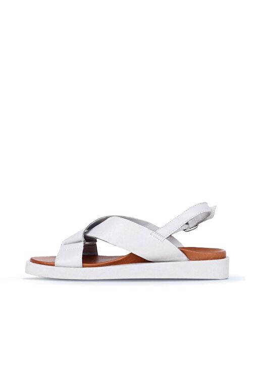 Bueno Shoes Ekru Deri Kadın Sandalet 01ws2801 - Görsel 5