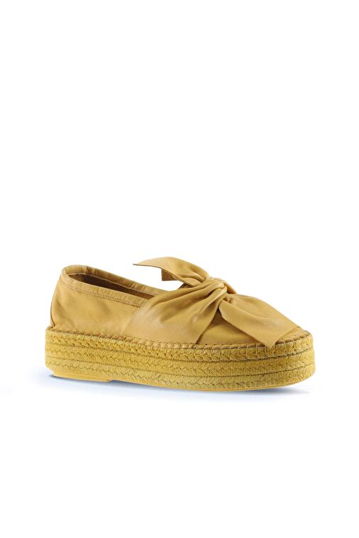 Bueno Shoes Sarı Deri Kadın Dolgu Topuklu Espadril Ayakkabı 01wq3502 - Görsel 4