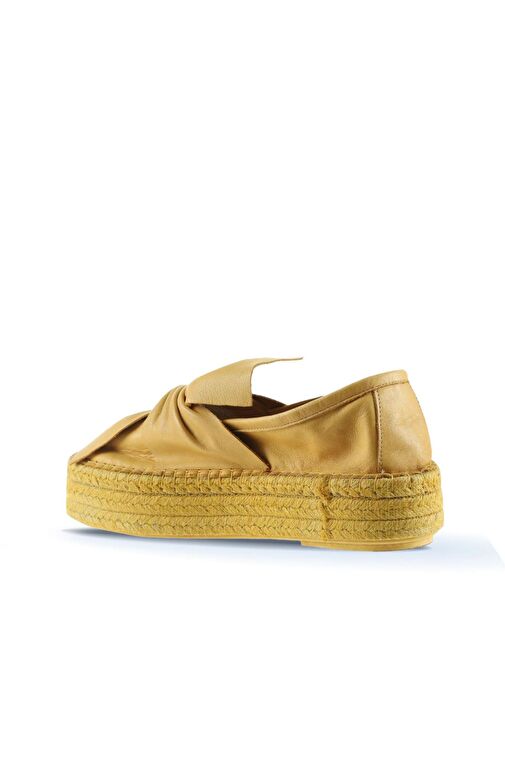 Bueno Shoes Sarı Deri Kadın Dolgu Topuklu Espadril Ayakkabı 01wq3502 - Görsel 6