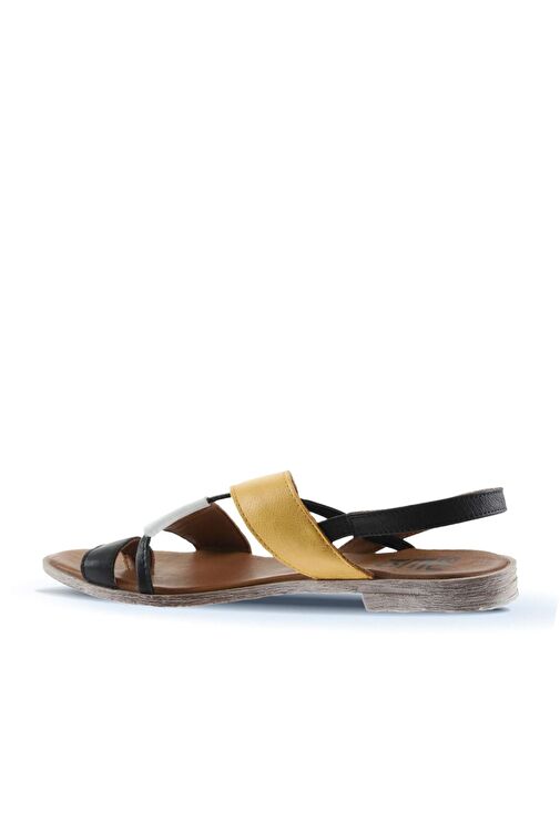 Bueno Shoes Siyah Beyaz Deri Kadın Parmak Arası Sandalet 01ws2513 - Görsel 6
