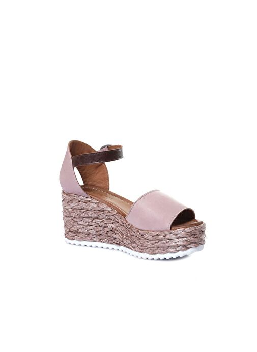 Bueno Shoes Gül Kurusu Deri Kadın Dolgu Topuklu Espadril Sandalet 01wn3601 - Görsel 3