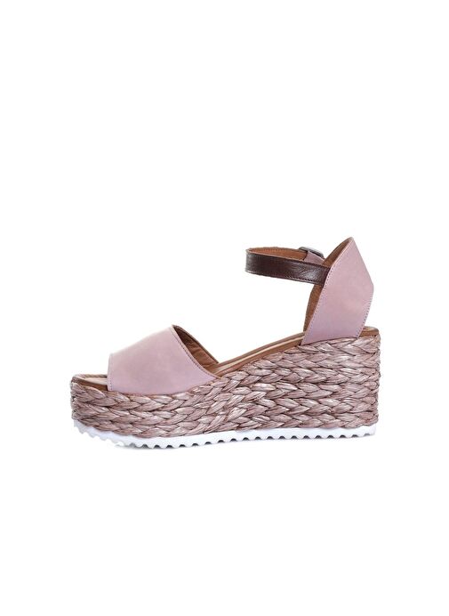 Bueno Shoes Gül Kurusu Deri Kadın Dolgu Topuklu Espadril Sandalet 01wn3601 - Görsel 4