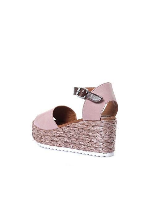 Bueno Shoes Gül Kurusu Deri Kadın Dolgu Topuklu Espadril Sandalet 01wn3601 - Görsel 5