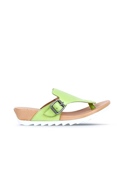 Bueno Shoes Yeşil Deri Kadın Parmak Arası Terlik 01we0604 - Görsel 2