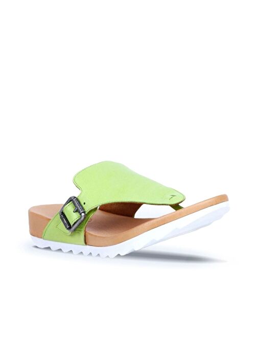 Bueno Shoes Yeşil Deri Kadın Parmak Arası Terlik 01we0604 - Görsel 3