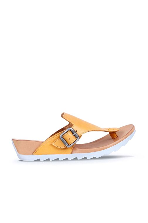 Bueno Shoes Sarı Deri Kadın Parmak Arası Terlik 01we0604 - Görsel 2
