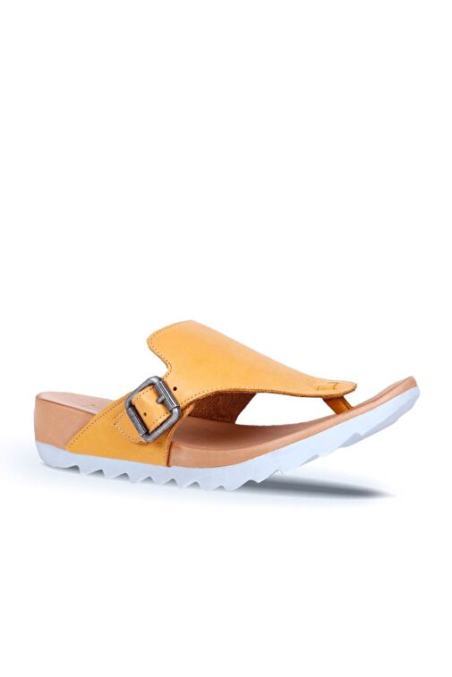 Bueno Shoes Sarı Deri Kadın Parmak Arası Terlik 01we0604 - Görsel 3