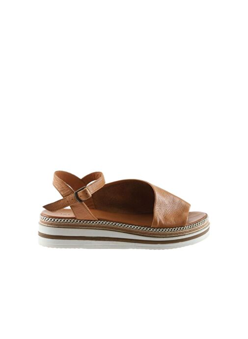 Bueno Shoes Taba Deri Kadın Dolgu Topuklu Sandalet 01ws4203 - Görsel 2