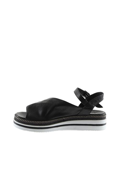 Bueno Shoes Siyah Deri Kadın Dolgu Topuklu Sandalet 01ws4203 - Görsel 5