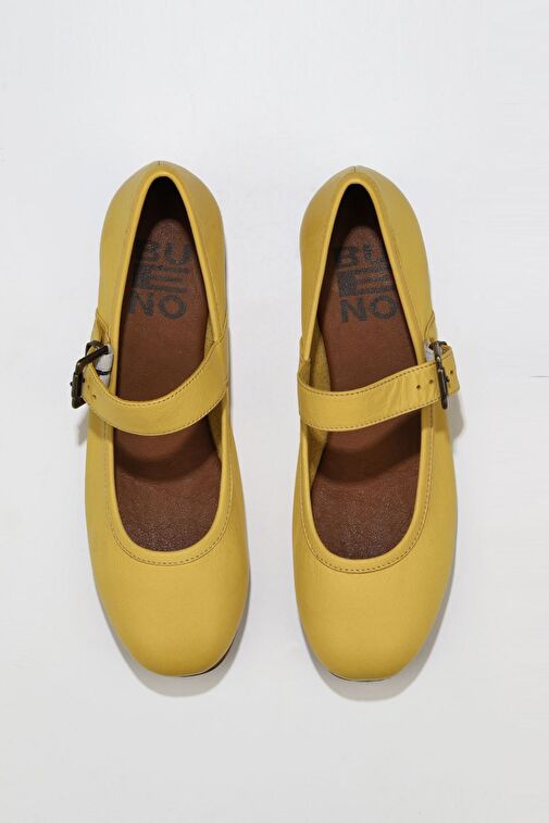 Bueno Shoes Sarı Deri Kadın Düz Babet 01ws4409 - Görsel 2