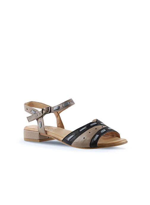 Bueno Shoes Siyah Gri Deri Kadın Topuklu Sandalet 01ws6102 - Görsel 3