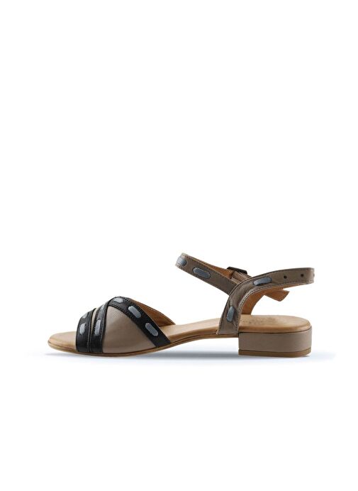 Bueno Shoes Siyah Gri Deri Kadın Topuklu Sandalet 01ws6102 - Görsel 4