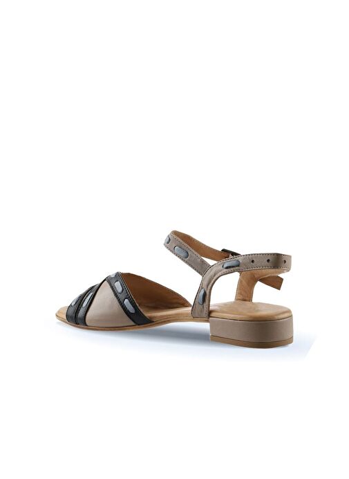Bueno Shoes Siyah Gri Deri Kadın Topuklu Sandalet 01ws6102 - Görsel 5