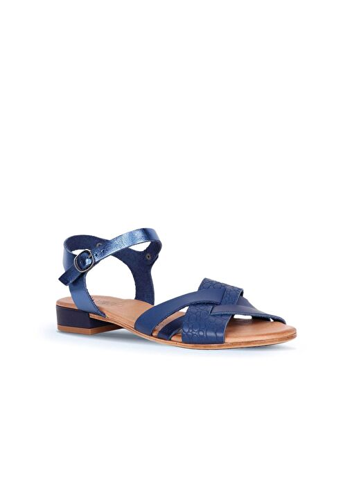 Bueno Shoes Lacivert Deri Kadın Topuklu Sandalet 01ws6106 - Görsel 3