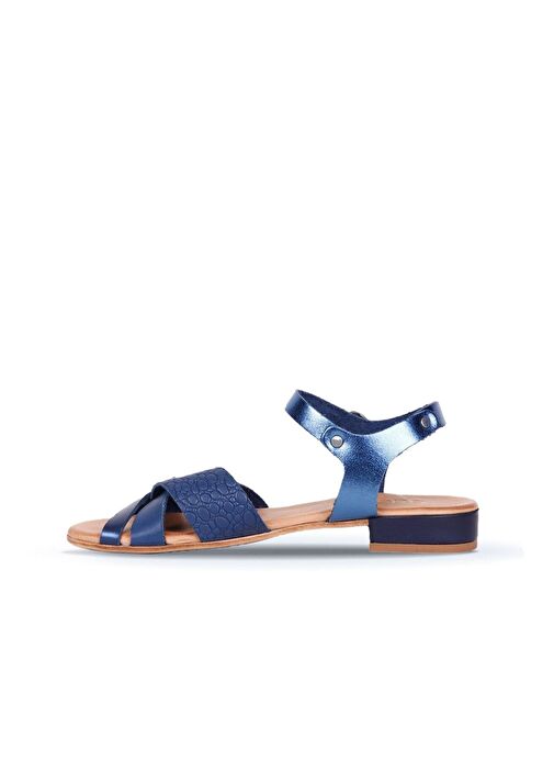 Bueno Shoes Lacivert Deri Kadın Topuklu Sandalet 01ws6106 - Görsel 4