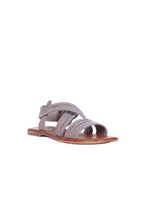 Bueno Shoes Gri Deri Kadın Düz Sandalet 01ws6911 - Görsel 3