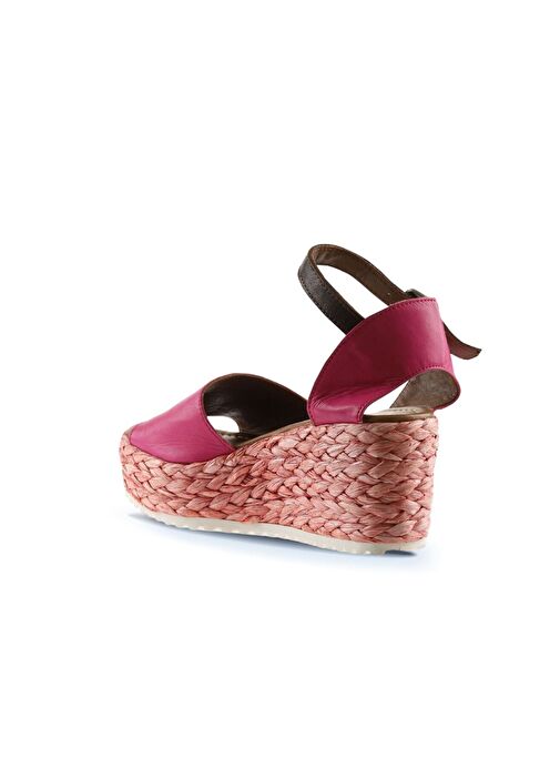Bueno Shoes Fuşya Deri Kadın Dolgu Topuklu Espadril Sandalet 01wn3601 - Görsel 6
