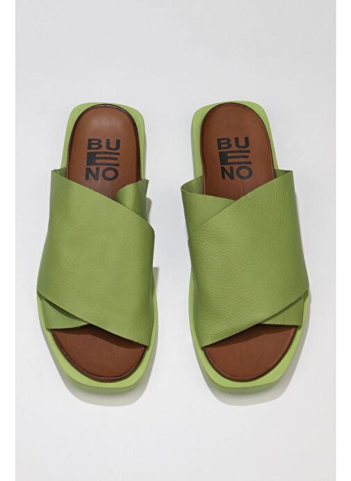 Bueno Shoes Yeşil Deri Kadın Düz Terlik 01wq9100 - Görsel 2
