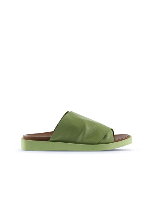Bueno Shoes Yeşil Deri Kadın Düz Terlik 01wq9100 - Görsel 3