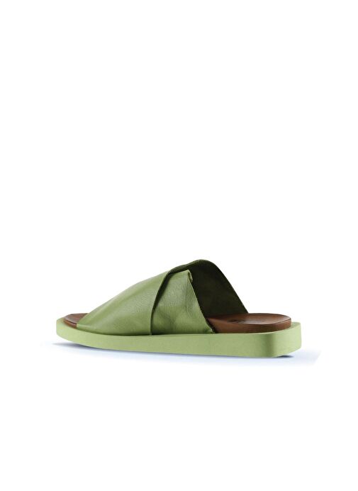 Bueno Shoes Yeşil Deri Kadın Düz Terlik 01wq9100 - Görsel 6