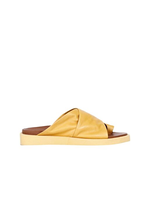 Bueno Shoes Sarı Deri Kadın Parmak Arası Terlik 01ws2809 - Görsel 2