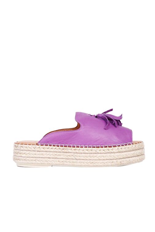 Bueno Shoes Lila Deri Kadın Dolgu Topuklu Espadril Terlik 01wq3511 - Görsel 2