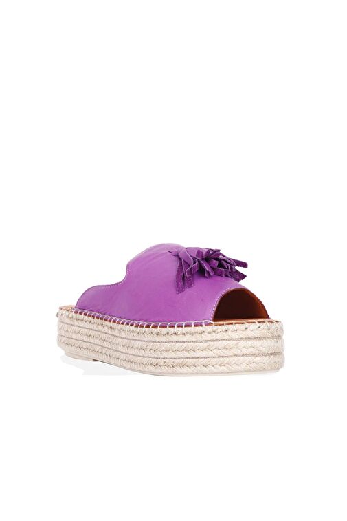 Bueno Shoes Lila Deri Kadın Dolgu Topuklu Espadril Terlik 01wq3511 - Görsel 3