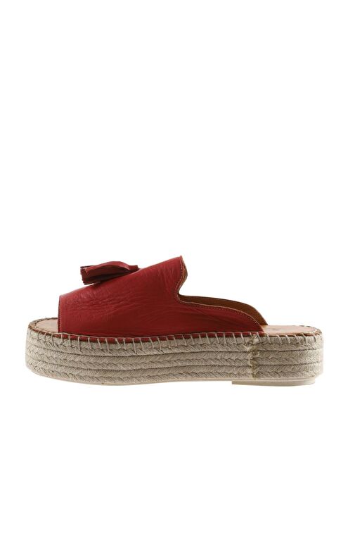 Bueno Shoes Kırmızı Deri Kadın Dolgu Topuklu Espadril Terlik 01wq3511 - Görsel 5