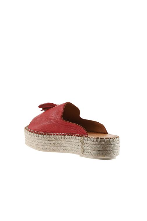 Bueno Shoes Kırmızı Deri Kadın Dolgu Topuklu Espadril Terlik 01wq3511 - Görsel 6
