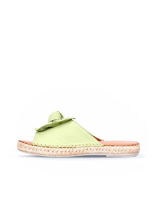 Bueno Shoes Yeşil Deri Kadın Espadril Terlik 01wl4605 - Görsel 4