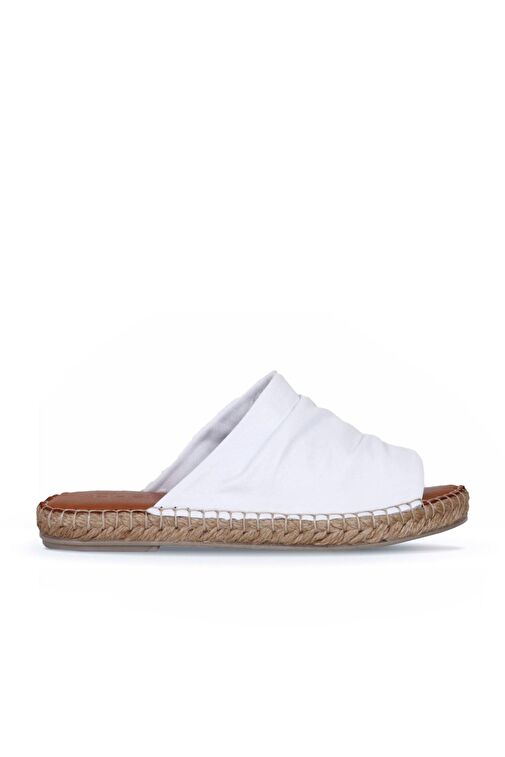 Bueno Shoes Beyaz Deri Kadın Espadril Terlik 01wl4617 - Görsel 2