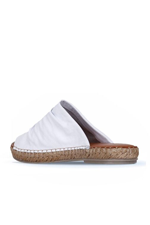 Bueno Shoes Beyaz Deri Kadın Espadril Terlik 01wl4617 - Görsel 5