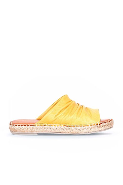 Bueno Shoes Sarı Deri Kadın Espadril Terlik 01wl4617 - Görsel 2