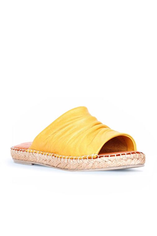 Bueno Shoes Sarı Deri Kadın Espadril Terlik 01wl4617 - Görsel 3