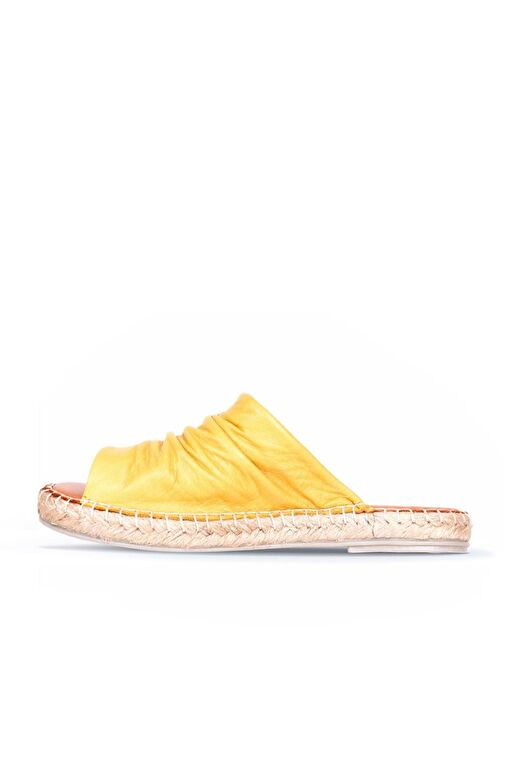 Bueno Shoes Sarı Deri Kadın Espadril Terlik 01wl4617 - Görsel 4