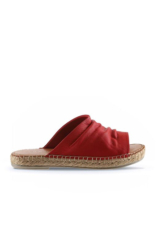 Bueno Shoes Kırmızı Deri Kadın Espadril Terlik 01wl4617 - Görsel 3
