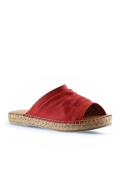 Bueno Shoes Kırmızı Deri Kadın Espadril Terlik 01wl4617 - Görsel 4