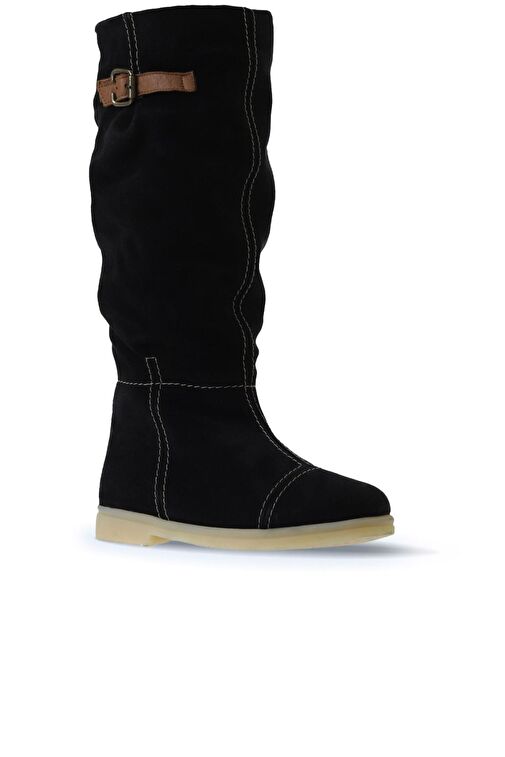 Bueno Shoes Siyah Süet Kadın Düz Çizme 01wt3314 - Görsel 4