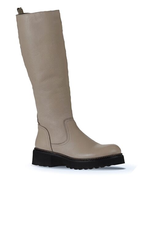 Bueno Shoes Gri Flotter Deri Kadın Düz Çizme 01wt0804 - Görsel 4