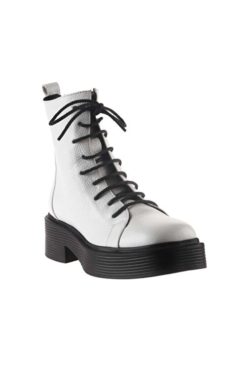 Bueno Shoes Beyaz Flotter Deri Kadın Topuklu Bot 01wt1801 - Görsel 3